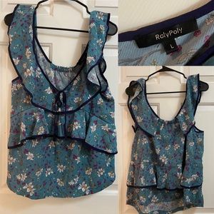 Boutique floral flutter sleeve tank top